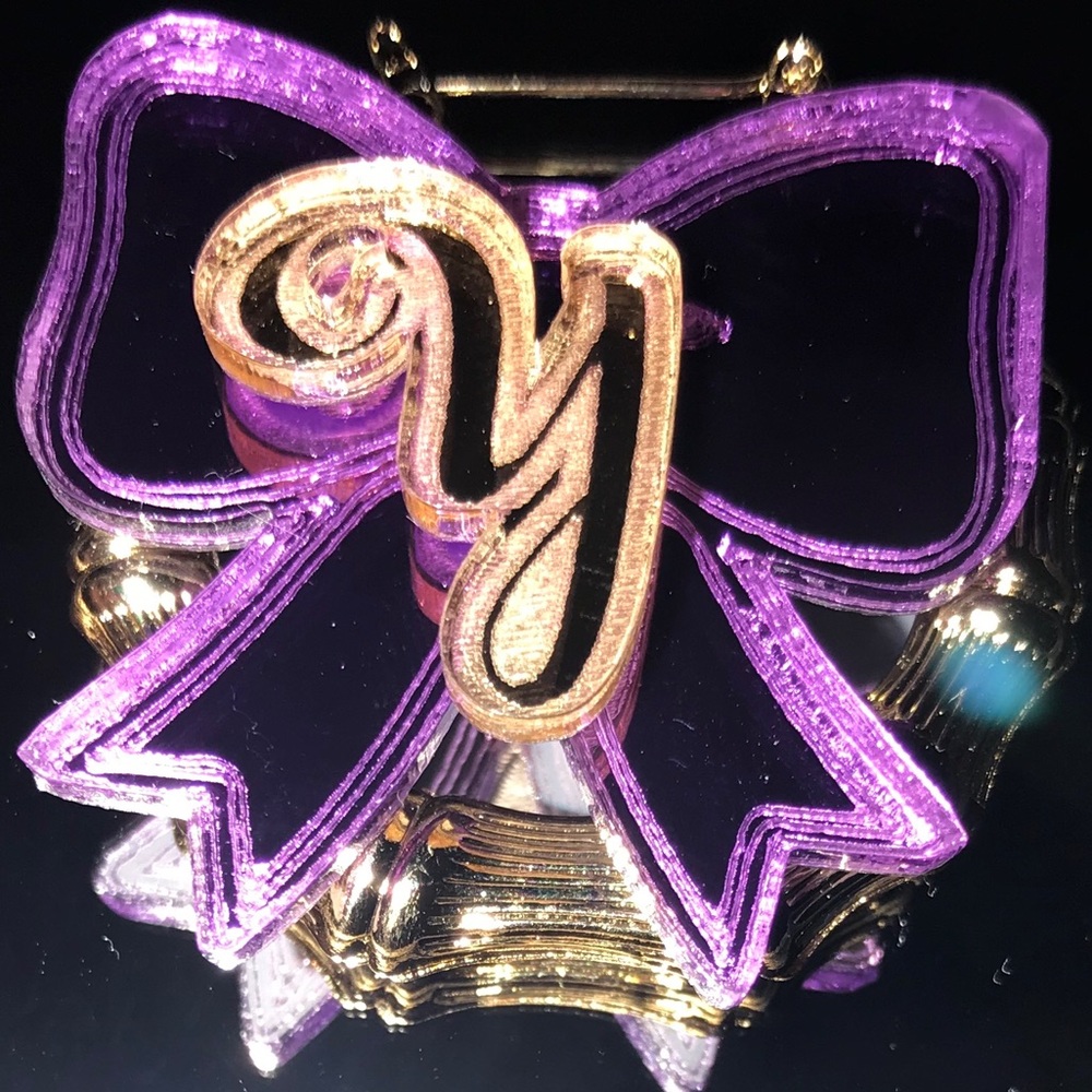 Chic Mirror Bow Hoop Initial Earrings